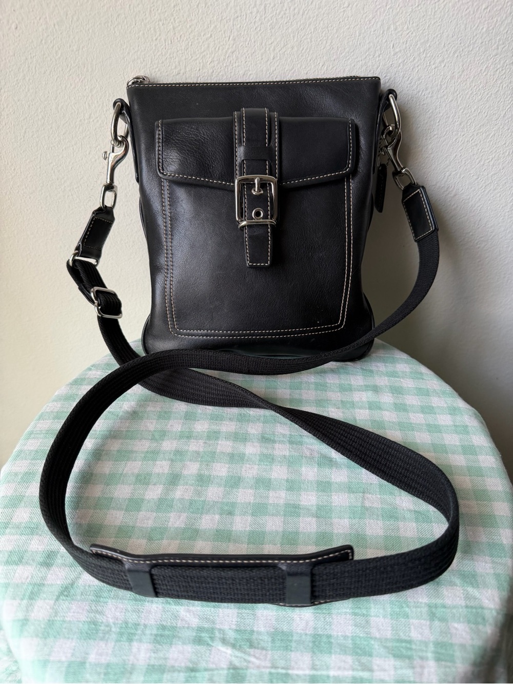 Coach Hamilton Black Leather Swingpack and Crossbody Bag with Adjustable Strap